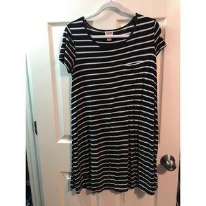 Black and white striped T-shirt dress